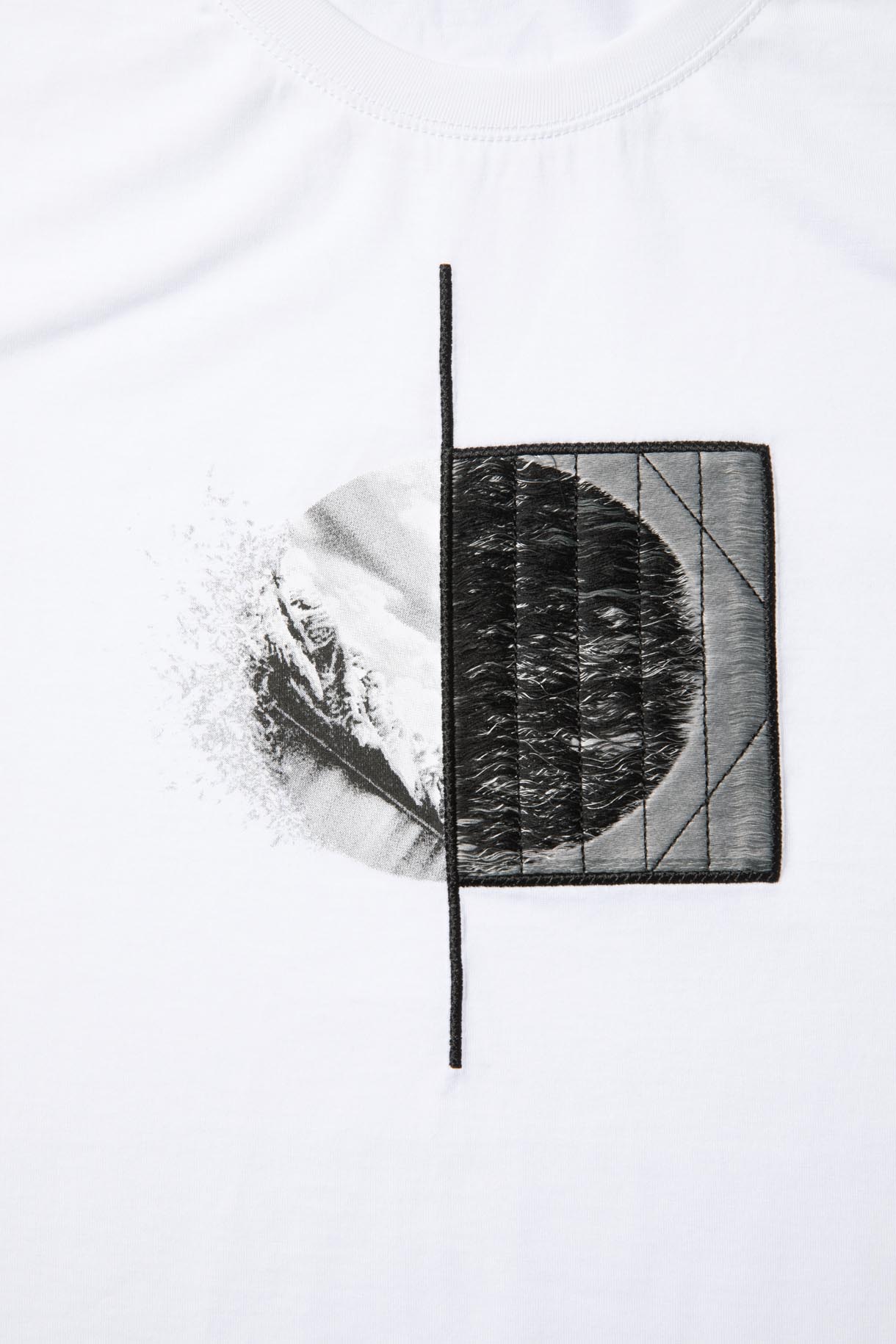 코튼 자수 &amp; 프린팅 티셔츠