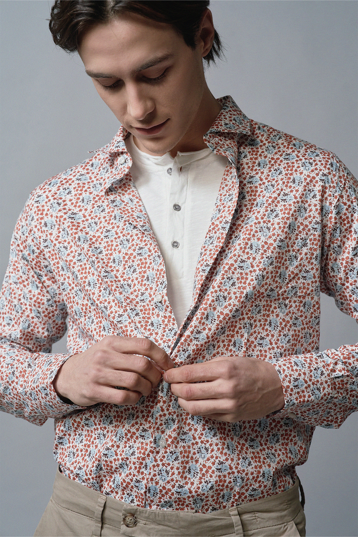 슬림 핏 세미 캐주얼 패턴 셔츠